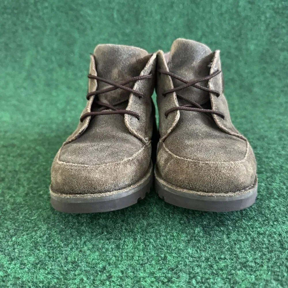 UGG Orin Bomber Leather Boots Shoes Lace Up Casual Kids Size 3 Brown 1013503K